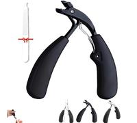 Hatmeo Modern Stainless Steel Large Opening Nail Clippers, Nail Clippers For Anti-Splash, Thick Toenail Clippers For Seniors, Wide Jaw Fingernail Clippers For Adult Men Women (Black)
