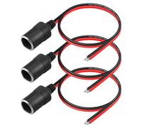 HATMINI 3 prese femmina per accendisigari da 14 AWG con cavo placcato in stagno, 12 V 24 V, cavo di alimentazione universale per riparazione e sostituzione dell'accendisigari dell'auto, 30 cm