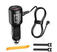 HATMINI Adattatore cavo di alimentazione mini USB per dash cam da 11,5 piedi, con doppia porta USB per ricarica rapida Adattatore di alimentazione per dashcam (micro right)