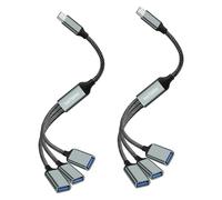 HATMINI USB-Splitterkabel, USB 2.0-Stecker auf 3-Port-Buchse, Multi-USB-Port-Verlängerungskabel für Datenübertragung und Aufladen, kompatibel mit Tastatur, Desktop, Fernseher, Laptop (USB C)