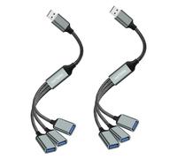 HATMINI USB-Splitterkabel, USB 2.0-Stecker auf 3-Port-Buchse, Multi-USB-Port-Verlängerungskabel für Datenübertragung und Aufladen, kompatibel mit Tastatur, Desktop, Fernseher, Laptop (USB A)