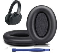 HATOFES Cuscinetti auricolari di ricambio per cuffie sovraurali Sony WH-1000XM3 (WH1000XM3), in morbida pelle proteica, isolamento acustico, spessore aggiunto (colore nero)