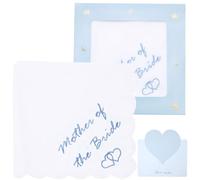 HATOFES Fazzoletto da sposa ricamato anni '60, in cotone, bianco, fazzoletto ricamato, per sposo, matrimonio, regalo divertente, fazzoletto, tovagliolo, qualcosa di blu, 30,5 x 30,5 cm (Madre della