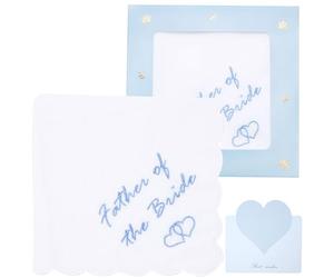 HATOFES Fazzoletto da sposa ricamato anni '60 in cotone bianco fazzoletto ricamo fazzoletto per sposa sposo regalo divertente fazzoletto fazzoletto tovagliolo qualcosa di blu, 30,5 x 30,5 cm (padre