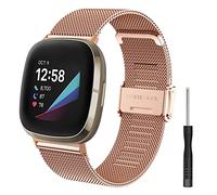 Hatolove Cinturino in Acciaio Inossidabile per Fitbit Versa 3/4, Sense/Sense 2 - Bracciale in Metallo per Uomini e Donne