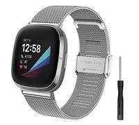 Hatolove Cinturino in Acciaio Inossidabile per Fitbit Versa 3/4, Sense/Sense 2 - Compatibile con Uomini e Donne