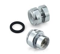 HATOOLHA® Set di 2 adattatori per rubinetto girevoli, filettatura in ottone a 360 gradi, connettore per aeratore di rubinetto (filettatura femmina verso maschio, 18 mm - 22 mm)