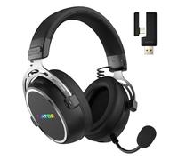 HATOR Hypergang 3 Wireless Gaming Headset - Hi-Res Audio, Hybrid ANC, batteria 45h, audio Spatial Audio, Bluetooth e 2.4GHz, microfono rimovibile, RGB, Head Tracking, App SyncHUB - Nero