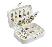 Hatori Portagioie da viaggio, in pelle PU, piccolo organizer per gioielli per donne e ragazze, mini custodia da viaggio portatile, per orecchini, anelli, collane, bracciali (bianco glitterato)