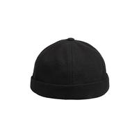 HATSQUARE - Berretto da Marinaio Unisex in Cotone, Senza Visiera, Motivo a Teschio, Senza Visiera, con Risvolto per Uomo e Donna - Nero