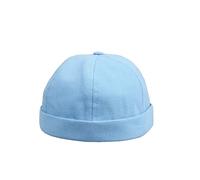HATSQUARE - Berretto da Marinaio Unisex in Cotone, Senza Visiera, per Uomo e Donna, Senza Visiera, con Risvolto - Azzurro Cielo