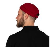 HATSQUARE - Berretto Docker Unisex in Cotone, Senza Visiera, per Uomo e Donna, Senza Visiera, con Risvolto - Borgogna