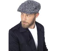 HATSQUARE - Berretto Newsboy in Tweed di Lana a 8 Pannelli, Berretto Piatto Baker Boy, Berretto Invernale da Uomo, Blu Scuro, Taglia Unica