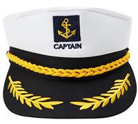 Hatstar Cappello da capitano | Cappello da marinaio regolabile | Cappello originale per yacht nave barca marina | Cappello estivo vacanza spiaggia festival | per donne, uomini e bambini adulti