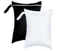 Hattba 2 sacchetti riutilizzabili impermeabili per pannolini, yoga, palestra, lavanderia, per viaggi, bianco e nero, Bellezza di massa