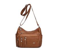 Hattba 2024 Borsa a tracolla Versatile Borsa in pelle alla moda Borsa a tracolla a più scomparti per le donne Borsa versatile per pannolini per genitori, Marrone, One Size