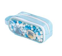 Hattba Astuccio multifunzionale per penne e penne di grande capacità, borsa da viaggio per cosmetici, articoli da toeletta per studentessa ragazza per adulti organizer da scrivania accessorio, Blu