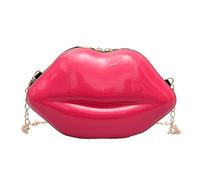 Hattba Borsa a tracolla a forma di labbro di colore caramella borsa a tracolla piccola borsa da sera sacchetti per telefono con catena in metallo per donna borsa a tracolla in ABS a forma di labbro, B