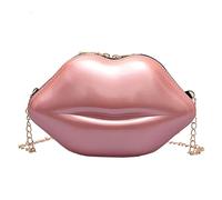Hattba Borsa a tracolla a forma di labbro di colore caramella borsa a tracolla piccola borsa da sera sacchetti per telefono con catena in metallo per donna borsa a tracolla in ABS a forma di labbro, A