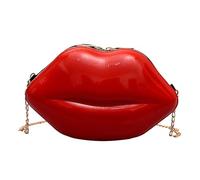 Hattba Borsa a tracolla a forma di labbro di colore caramella borsa a tracolla piccola borsa da sera sacchetti per telefono con catena in metallo per donna borsa a tracolla in ABS a forma di labbro