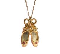 Hattba Collana con ciondolo a forma di fiocco dolce e scarpette da ballo per ragazze, con ciondolo a forma di scarpa da ballo, per migliore amica, gioiello alla moda, idea regalo, Misura unica, come