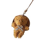 Hattba Collana con ciondolo a forma di orsetto in peluche morbido, versatile, con portamonete, accessorio per l'uso quotidiano, Colore caffè.