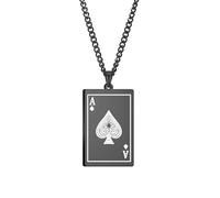 Hattba Collana con ciondolo a forma di vanga, stile punk, in acciaio inox, con tessere da gioco, gioielli per gli appassionati