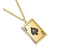 Hattba Collana con ciondolo a forma di vanga, stile punk, in acciaio inox, con tessere da gioco, gioielli per gli appassionati