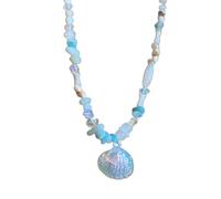 Hattba Collana con perline in resina pietra conchiglia collana da spiaggia gioielli adatti per donne e ragazze collane per donne perline colorate girocollo gioielli alla moda