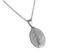 Hattba Collana da donna con ciondolo ovale religioso religioso per fede religiosa con ciondolo vergini, da indossare tutti i giorni