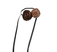 Hattba Collana girocollo da donna con fiore per ragazze morbido marrone fiore girocollo cravatta cravatta cravatta accessorio ragazza adolescente rosa chokers collana per le donne, Champagne Gold