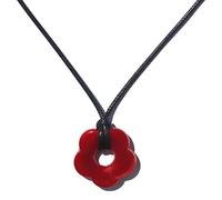 Hattba Collana lunga con ciondolo a forma di fiore in cera per donna elegante catena regolabile per ragazze regalo di compleanno in acrilico collane con fiori per donne girocollo, Misura unica, come