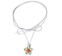 Hattba Collana regolabile con ciondolo a forma di fiore colorato, collana girocollo con fiori di prugna, per anniversario, gioielli da annodare