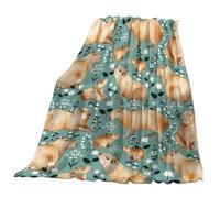 Hattba Coperta in peluche per divano e letto, morbida e calda, reversibile, con stampa di capibara