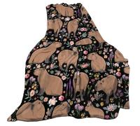 Hattba Coperta in peluche per divano e letto, morbida e calda, reversibile, con stampa di capibara