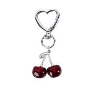 Hattba Elegante ciondolo a forma di ciliegie, ornamento alla moda, in resina, per uso quotidiano e per feste, per donne, Rosso, Taglia unica