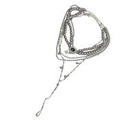 Hattba Elegante collana di perle multistrato da donna da ufficio gioielli in lega texture per ufficio e occasioni serali collana di perle a strati