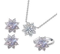 Hattba Elegante gioiello da donna con zirconia cubica, bella collana con fiore realizzato con zirconi scintillanti per raduni, lussuosa collana con fiore