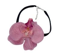 Hattba Femminile Fiore Collare Collana Tessuto Phalaenopsis Choker Fiore Simulato Collana Floreale Clavicola Catene Gioielli Tessuto Ciondolo, Misura unica, come descritto, come descritto