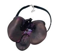 Hattba Femminile Fiore Collare Collana Tessuto Phalaenopsis Choker Fiore Simulato Collana Floreale Clavicola Catene Gioielli Tessuto Ciondolo, Misura unica, come descritto, come descritto