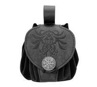 Hattba Marsupio medievale in rilievo PU Leather Cube Bag Side Pack Cosplay Borsa cambio vita Piccolo vecchio stile Marsupio Medievale Cubo Moneta Vecchi Stili Cintura Pu Leather Coin Purse per Cosplay