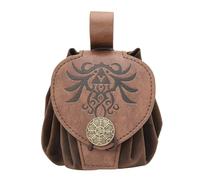 Hattba Marsupio medievale in rilievo PU Leather Cube Bag Side Pack Cosplay Borsa cambio vita Piccolo vecchio stile Marsupio Medievale Cubo Moneta Vecchi Stili Cintura Pu Leather Coin Purse per Cosplay