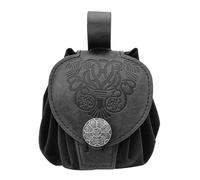 Hattba Marsupio medievale in rilievo PU Leather Cube Bag Side Pack Cosplay Borsa cambio vita Piccolo vecchio stile Marsupio Medievale Cubo Moneta Vecchi Stili Cintura Pu Leather Coin Purse per Cosplay