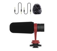 Hattba Microfono a condensatore professionale per fotocamera con porta da 3,5 mm a prova di scossa supporto spugna peloso parabrezza microfono portatile per fotocamera smartphone
