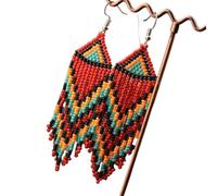 Hattba Orecchini con nappe e perline in vetro fatti a mano, stile vintage, motivo floreale, accessori per le donne, as shown, Perline