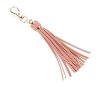 Hattba Portachiavi fatto a mano con nappe e ciondolo per borsa, elegante in pelle PU, con anelli in metallo per un fissaggio sicuro, cioccolato, 14.6cm