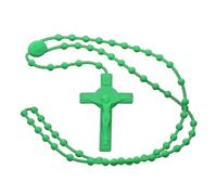 Hattba Rosario alla moda con perline a forma di croce, collana da donna, collana con catena a maglie religiose, regalo per feste, perline fluorescenti, Misura unica, come descritto, come descritto