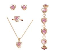 Hattba Set di collana e orecchini a forma di cuore delicati e multifunzionali, alla moda, orecchini a goccia con cristalli, per eleganza quotidiana, accessori alla moda da donna, Misura unica, come