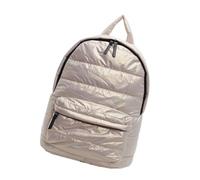 Hattba Zaino imbottito da donna alla moda grande capacità trapuntato metallico borsa a tracolla per viaggi con cerniera sicura zaino invernale alla moda, cachi