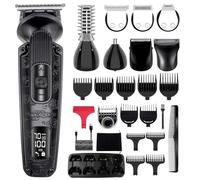Hatteker Rasoio per barba e baffi da uomo, 8 in 1, velocità regolabile, impermeabile, tagliacapelli a T, rasoio elettrico, senza fili, kit regalo da uomo, con viso, naso, corpo (nero)
